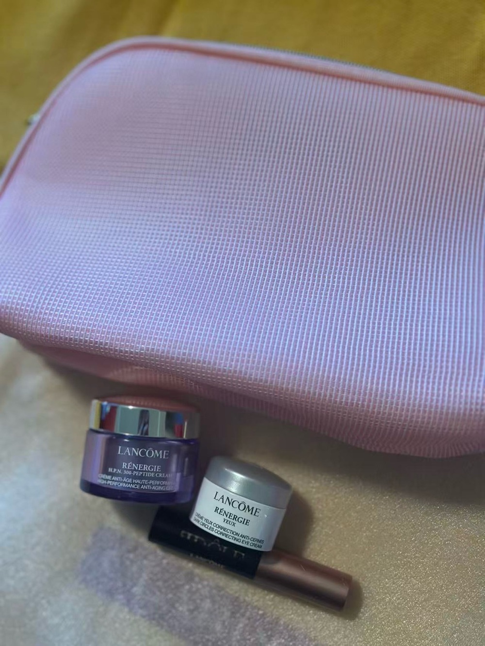 Lancôme Skincare & Makeup Set with Pink Cosmetic Bag